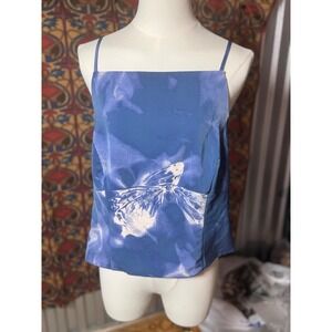 Blue Tie Back Cami Top Sleeveless Casual Party Going Out Top Size S